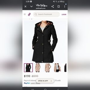 Via Spiga Women's Black Hooded Coat With Cheetah Lining